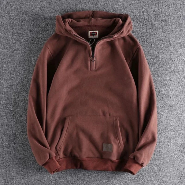 Men’s Casual Warm Hoodie, Half Zip