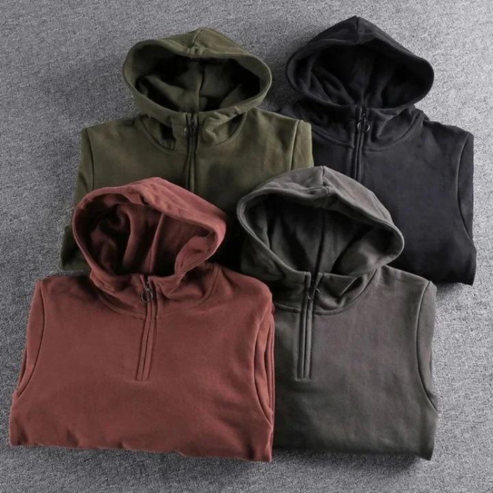 Men’s Casual Warm Hoodie, Half Zip