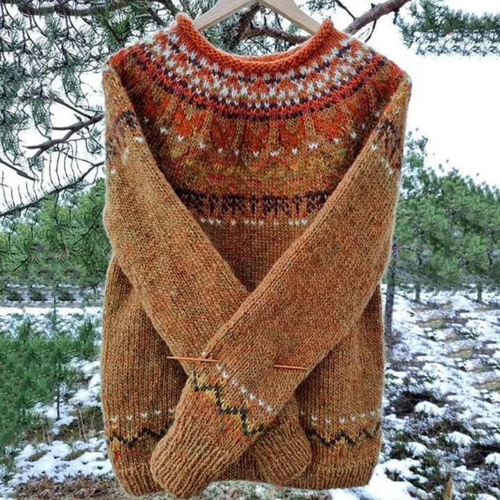 Vintage-Inspired Women's Winter Sweater, Crew Neck