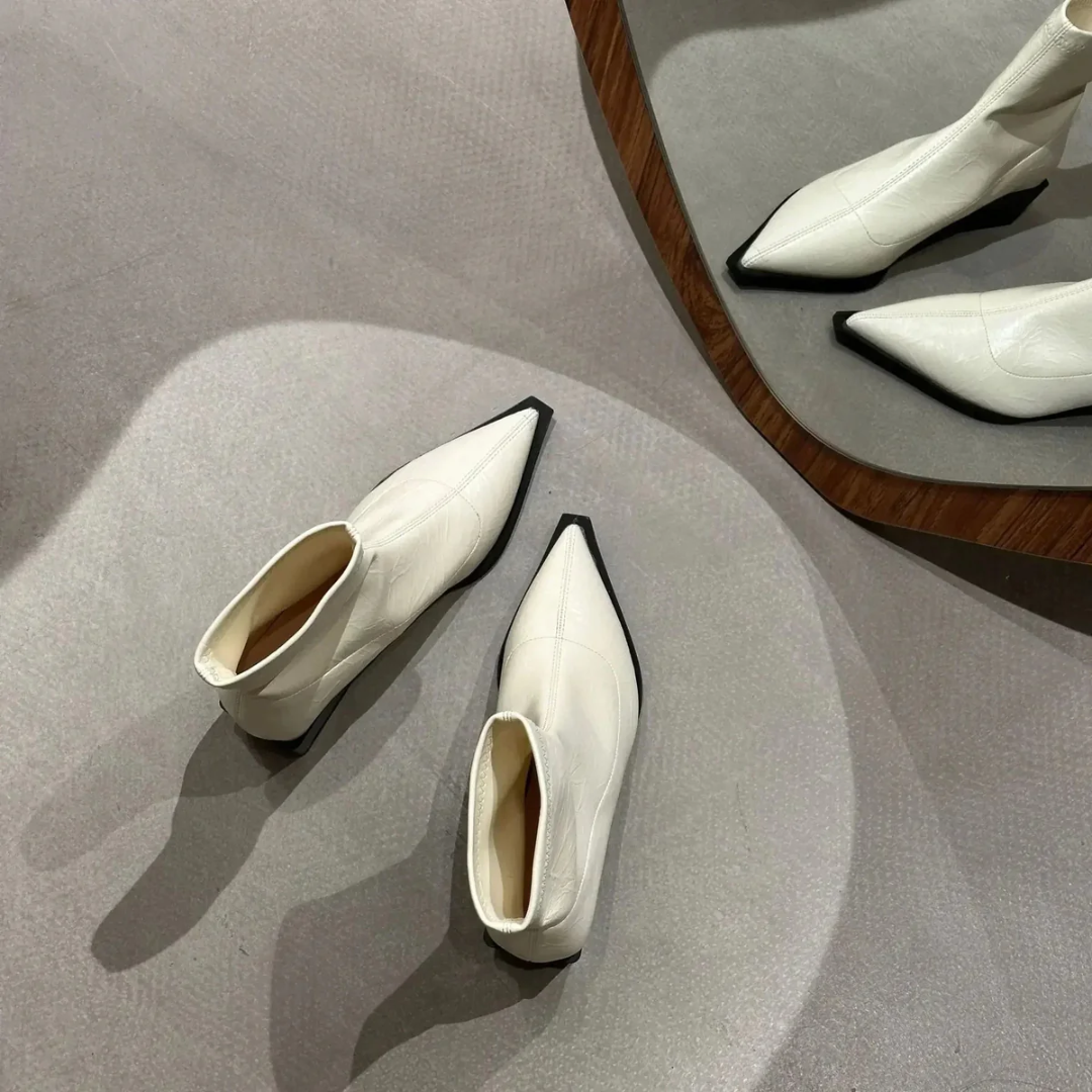 Bottes chevilles chics à bout pointu, design élégant.