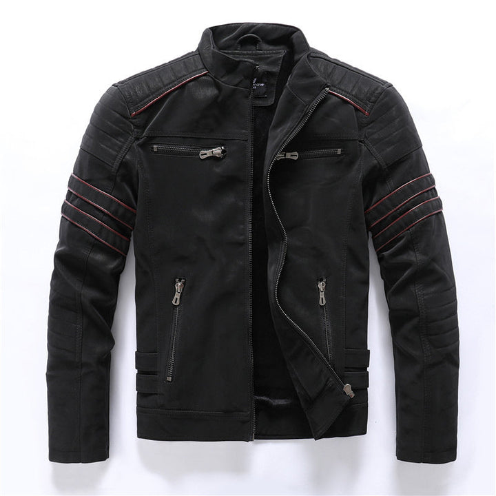 Veste motard élégante pour homme, modèle à fermeture éclair.
