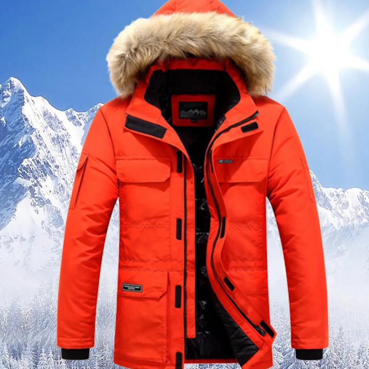 Parka d'hiver chaude pour homme, avec capuche et isolation.