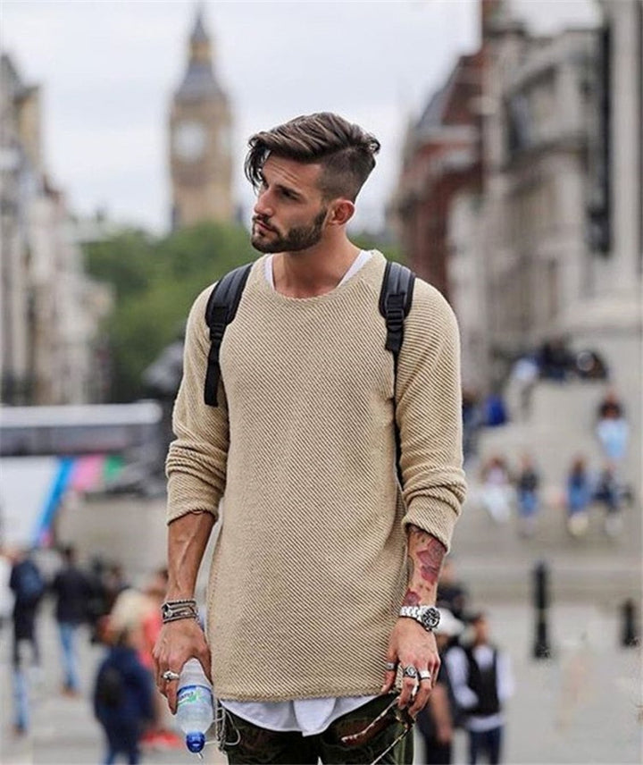 Men’s Warm Knitted Sweater, Long-Sleeved