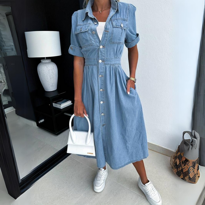 Sienna™ - Chic Denim Midi Dress Cairns Closet