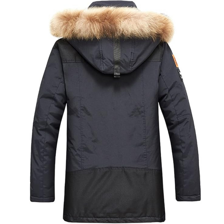 Parka d'hiver chaude pour homme, avec capuche et isolation.