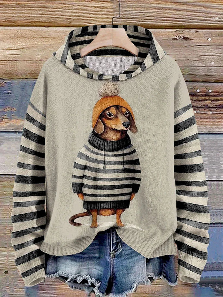 Casual Women's Dog Print Hoodie | Cozy