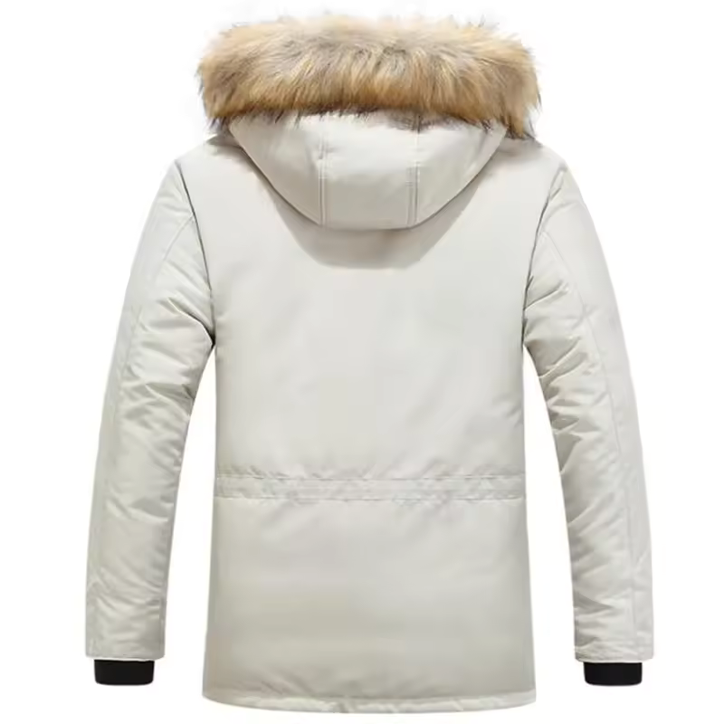 Parka d'hiver chaude pour homme, avec capuche et isolation.