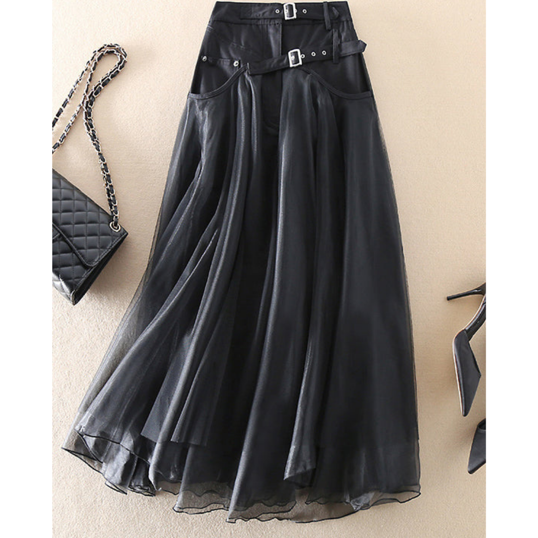 Women's Stylish Layered High-Waisted Skirt | Midi