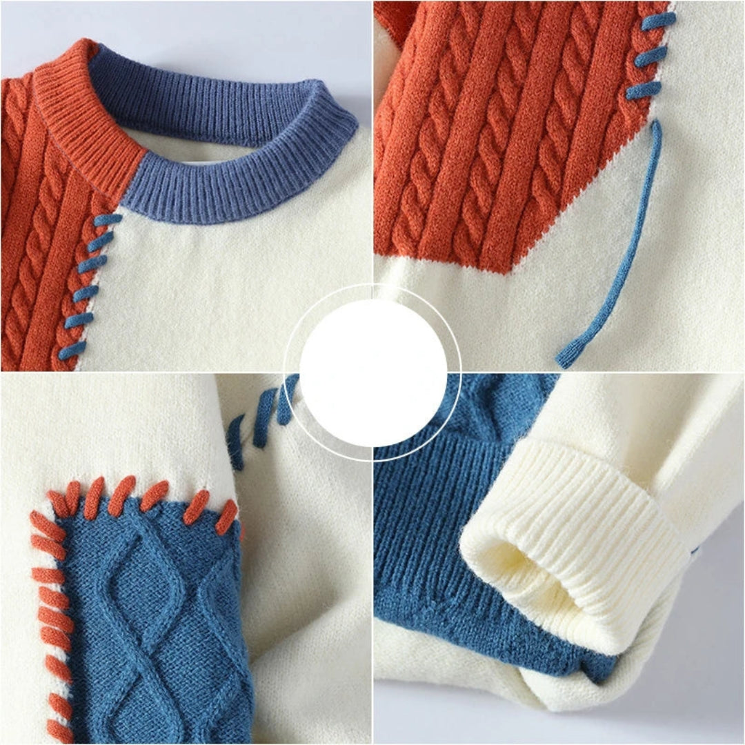 Justine™ - Cozy Patchwork Sweater