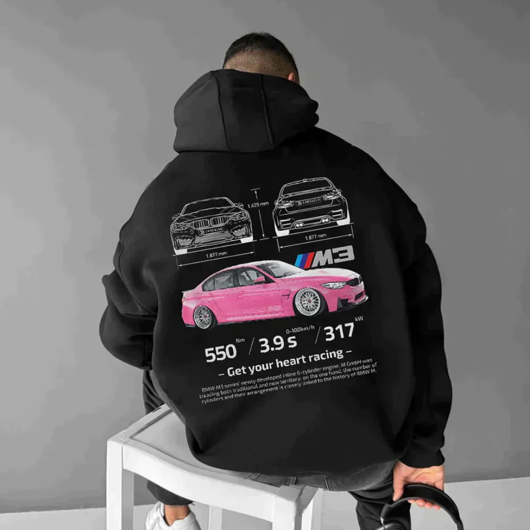 Warm Printed Hoodie, Plus Size