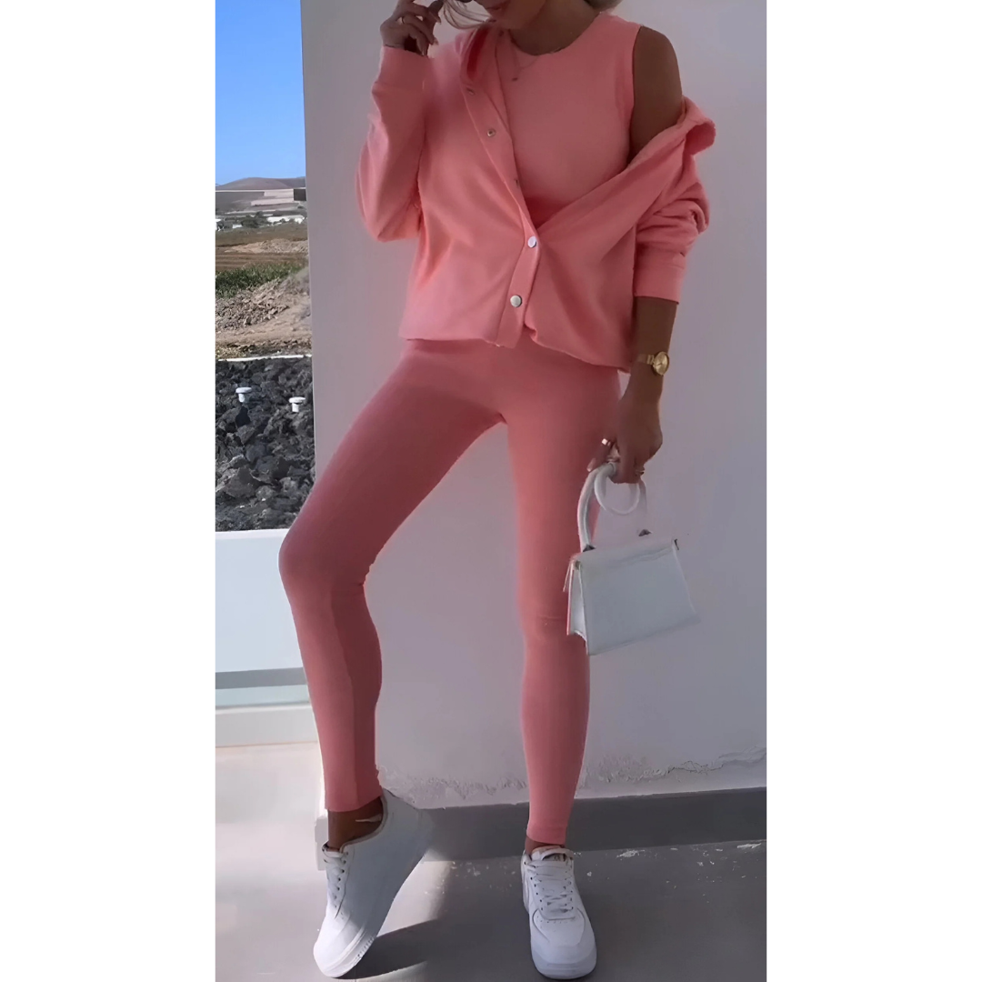 Ensemble de salon léger pour femme, trois pièces | Coupe ample