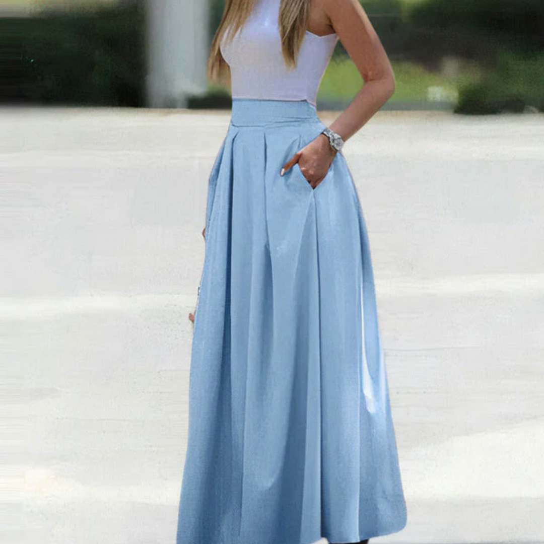 Ladies' Pleated Maxi Skirt, Loose Fit
