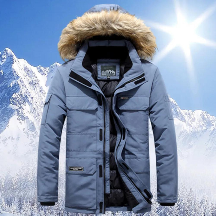 Parka d'hiver chaude pour homme, avec capuche et isolation.