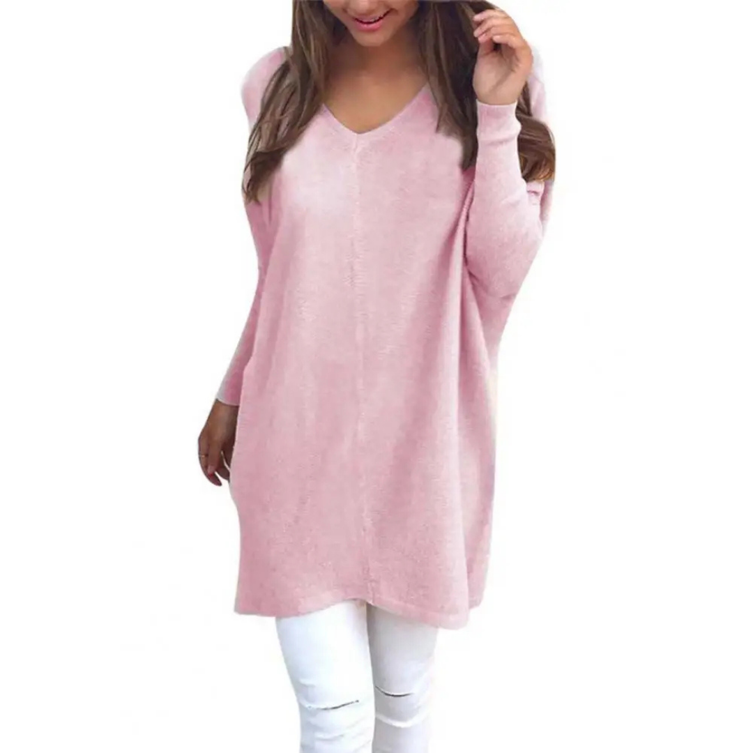 Women's Cozy Oversized V-Neck Sweater, Relaxed Fit