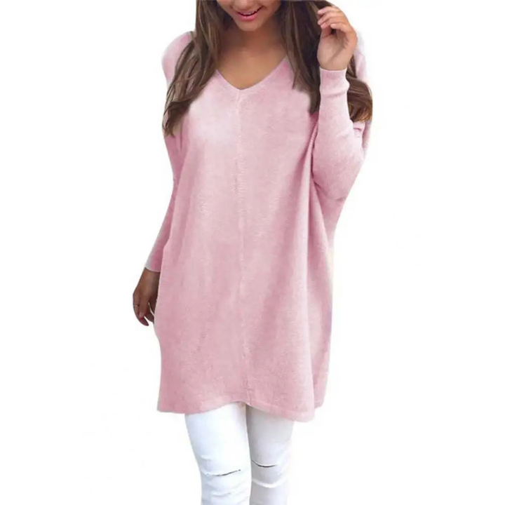 Women's Cozy Oversized V-Neck Sweater, Relaxed Fit