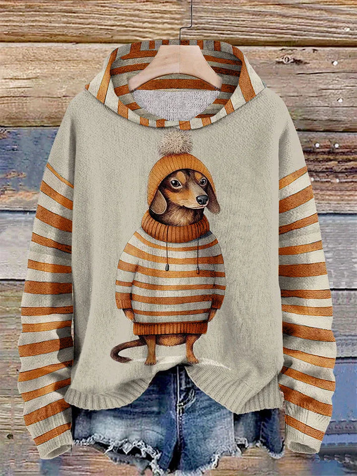 Casual Women's Dog Print Hoodie | Cozy