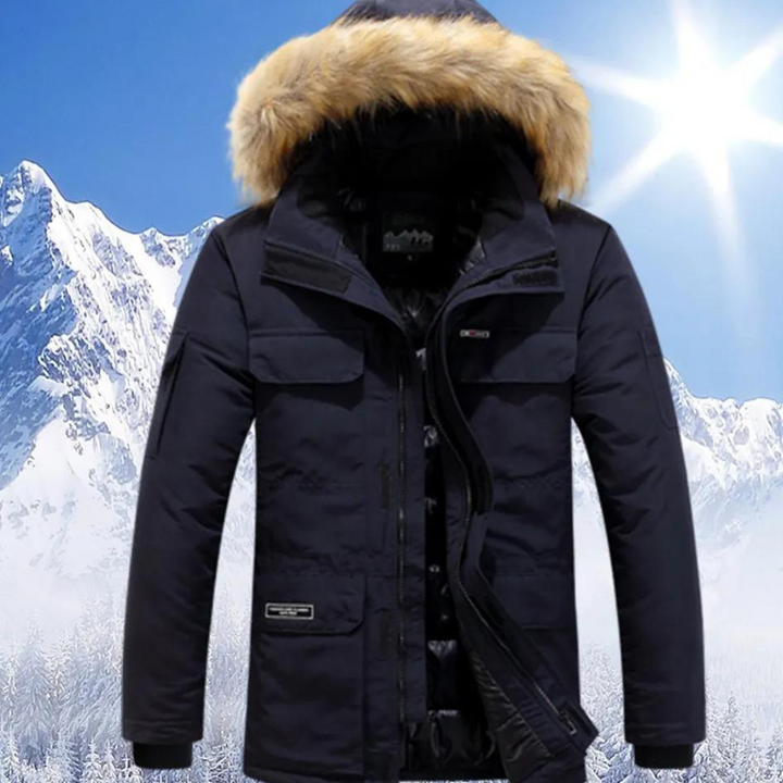 Parka d'hiver chaude pour homme, avec capuche et isolation.