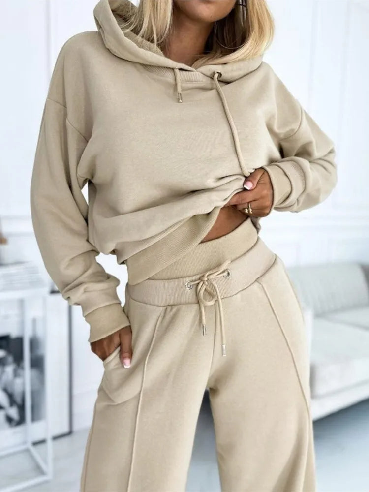 Women’s Classic Hoodie and Wide-Leg Pants Set | Stylish