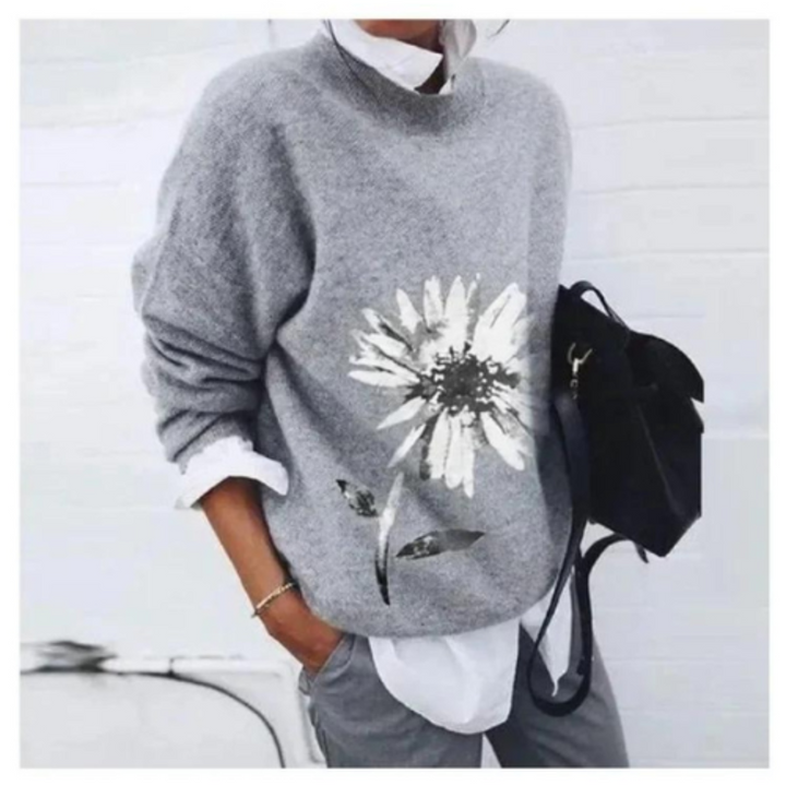 Women's Cozy Floral Sweater, Warm