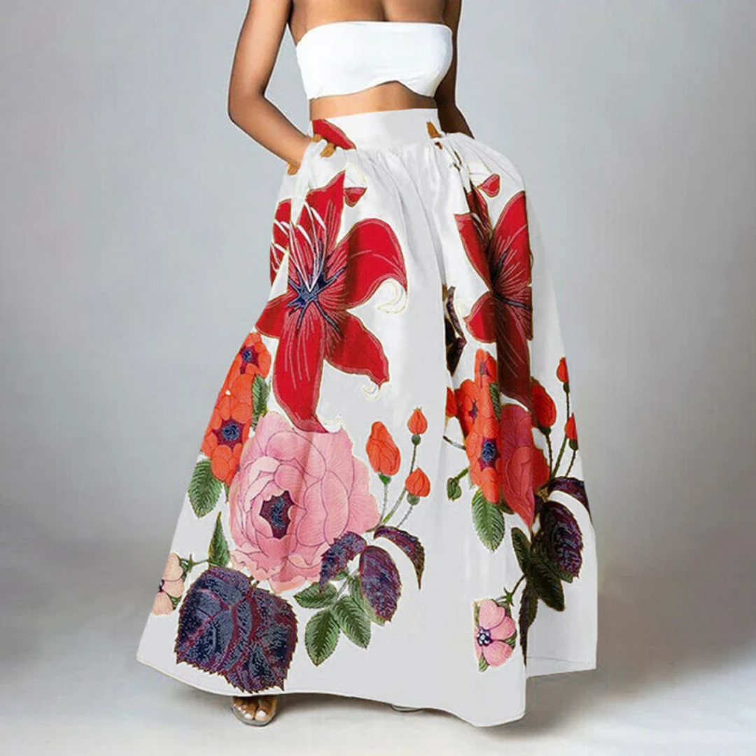 Women's Chic Floral Maxi Skirt | High-Waisted