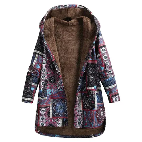Women's Floral Hooded Jacket, Classic Style