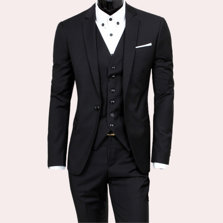 Slim Fit Men's Suit, 3-Piece Design