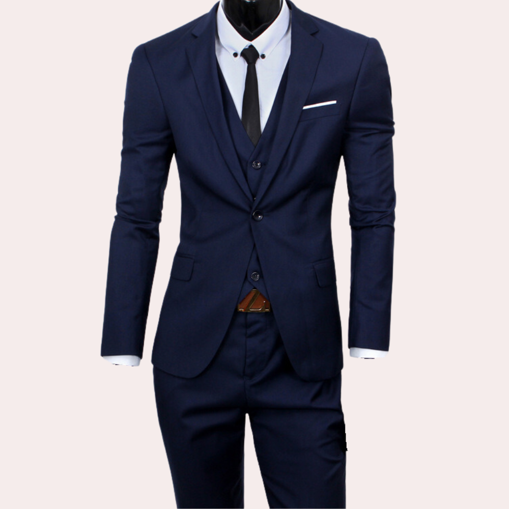 Slim Fit Men's Suit, 3-Piece Design