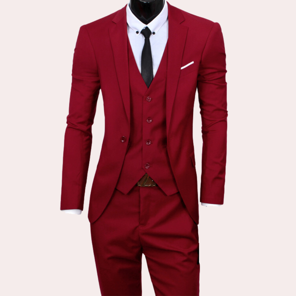 Slim Fit Men's Suit, 3-Piece Design