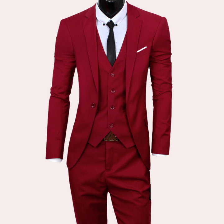 Slim Fit Men's Suit, 3-Piece Design