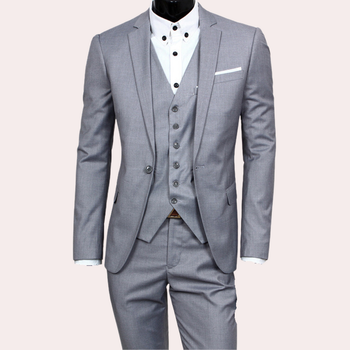 Slim Fit Men's Suit, 3-Piece Design