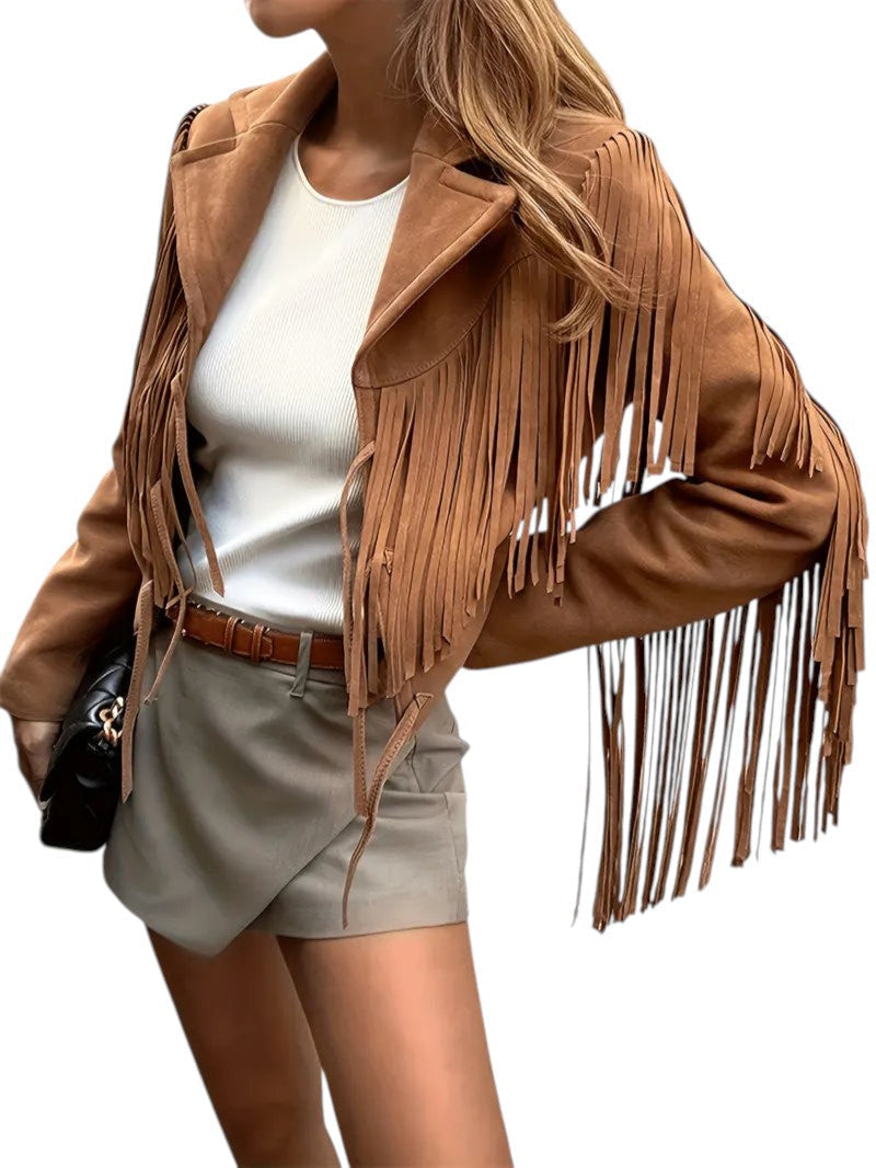 Veste en daim à franges pour femme | Élégante