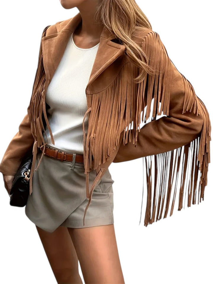 Veste en daim à franges pour femme | Élégante