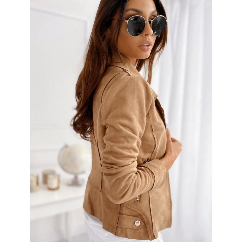 Chic Women's Long Sleeve Jacket, Stylish Zipper Design