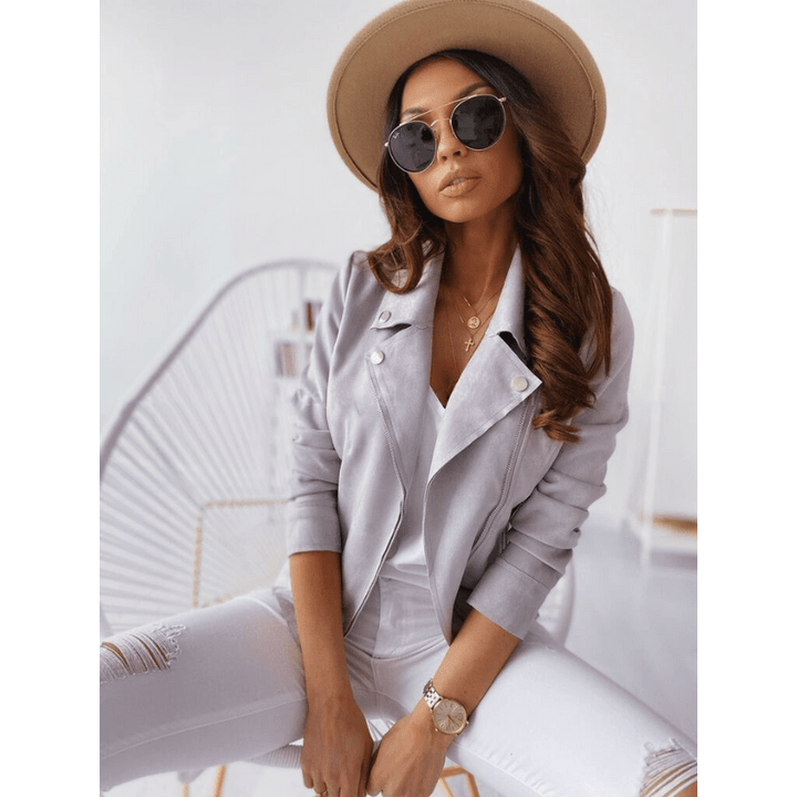 Chic Women's Long Sleeve Jacket, Stylish Zipper Design