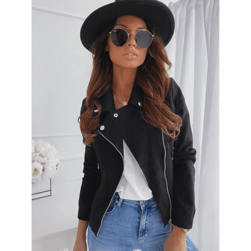 Chic Women's Long Sleeve Jacket, Stylish Zipper Design