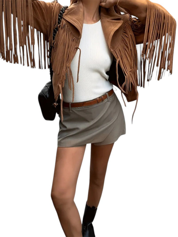 Veste en daim à franges pour femme | Élégante