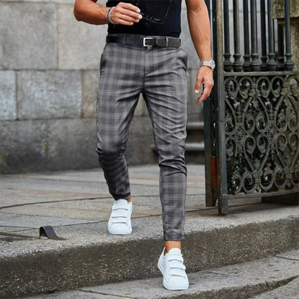 Men's Checked Slim Fit Pants | Tailored