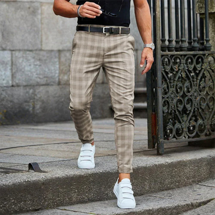 Men's Checked Slim Fit Pants | Tailored