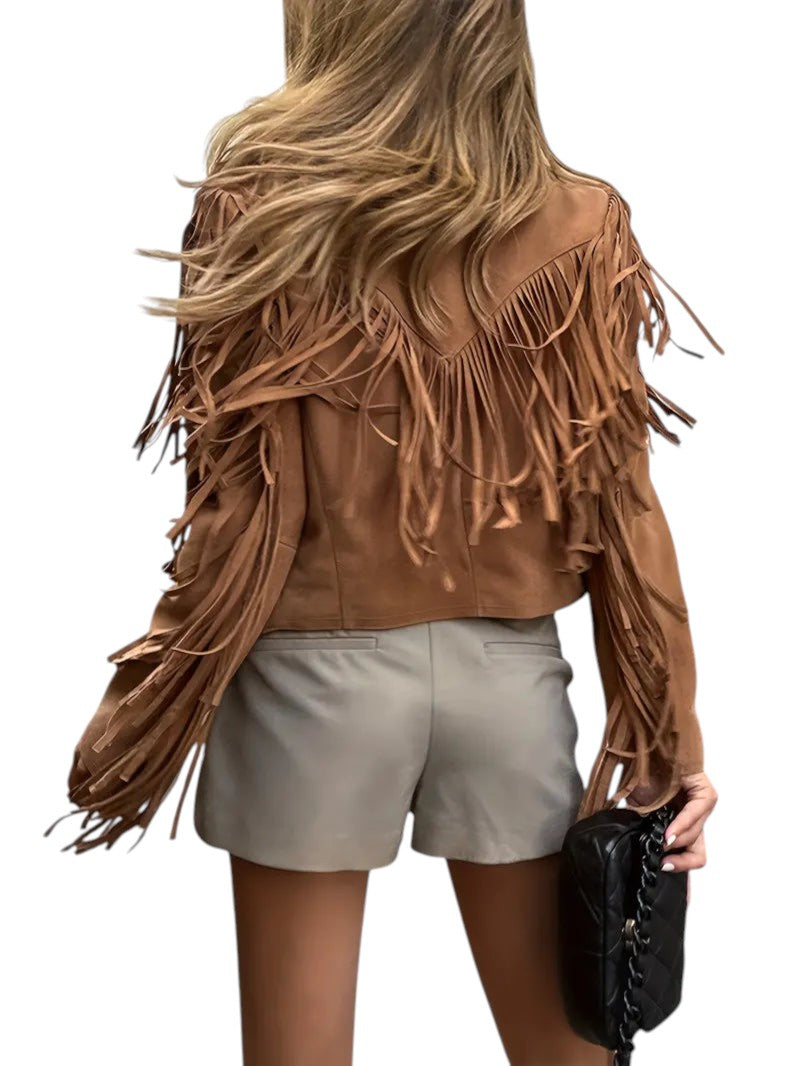 Veste en daim à franges pour femme | Élégante