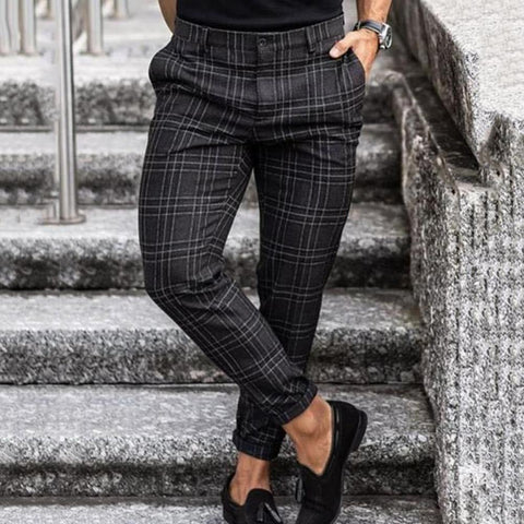 Men's Checked Slim Fit Pants | Tailored