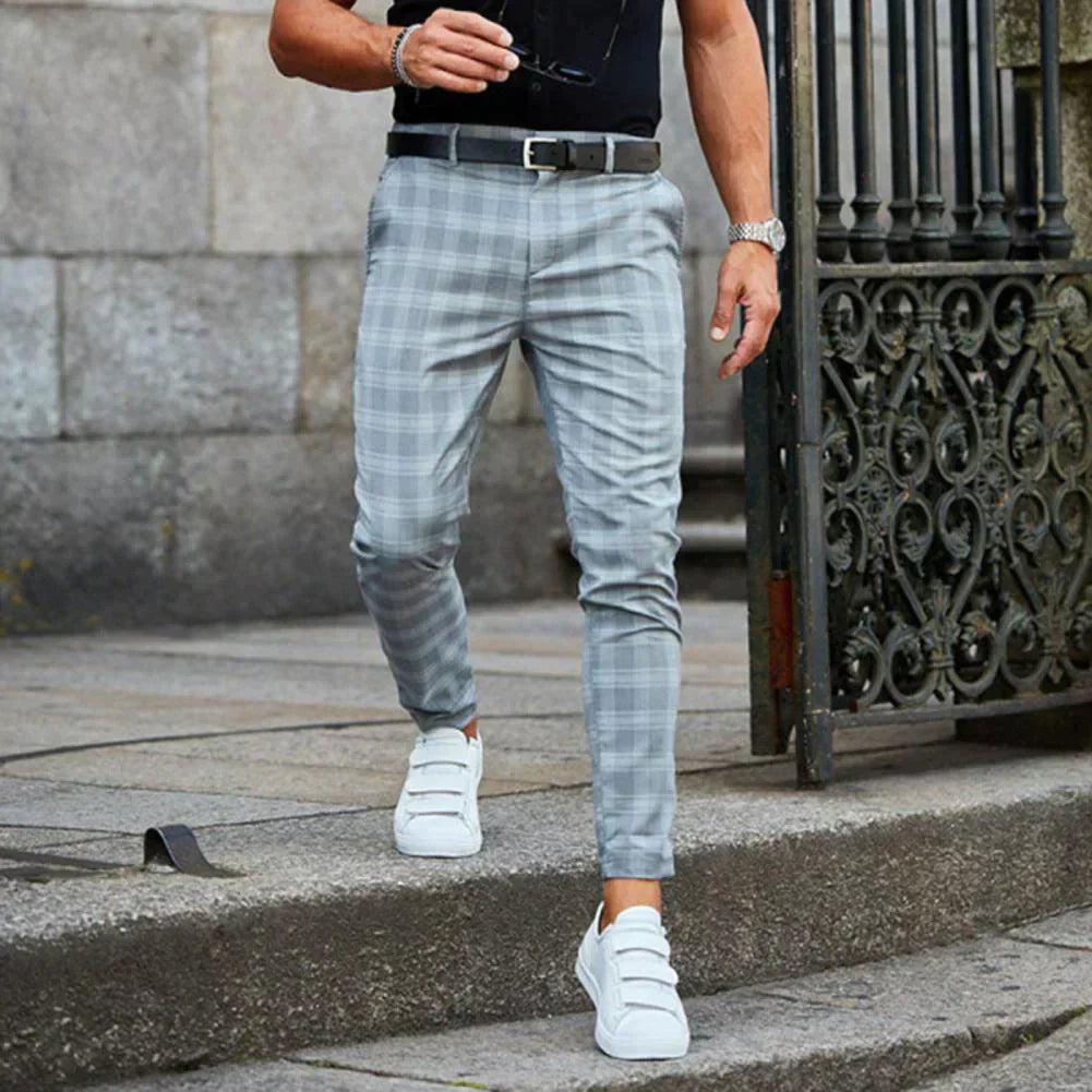 Men's Checked Slim Fit Pants | Tailored