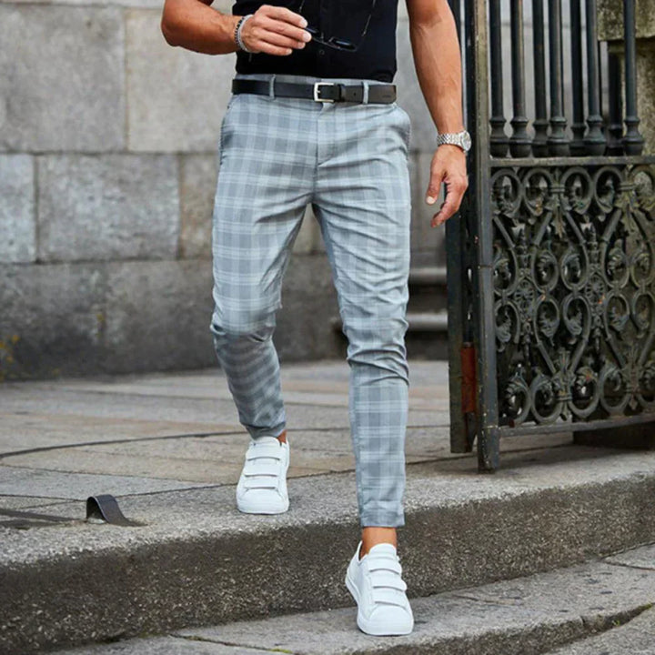 Men's Checked Slim Fit Pants | Tailored