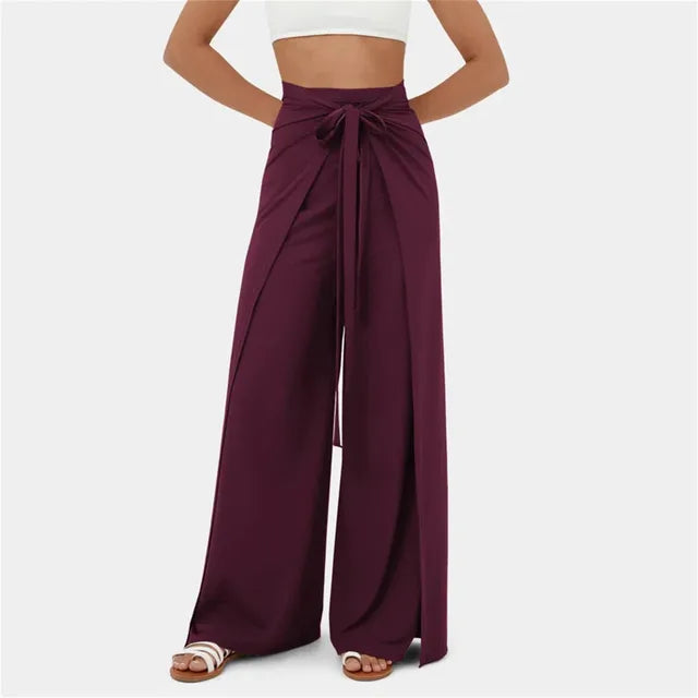 Kaitlyn - High-waist belt wide casual pants