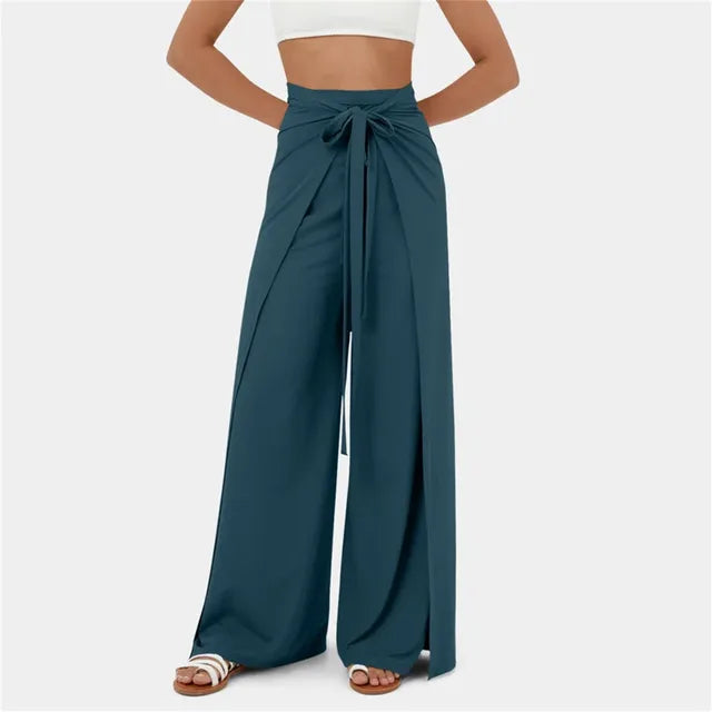 Kaitlyn - High-waist belt wide casual pants