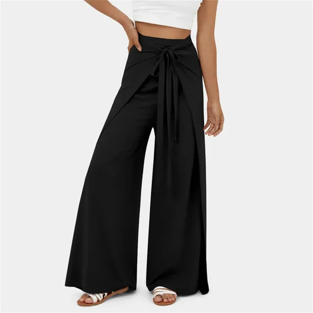 Kaitlyn - High-waist belt wide casual pants