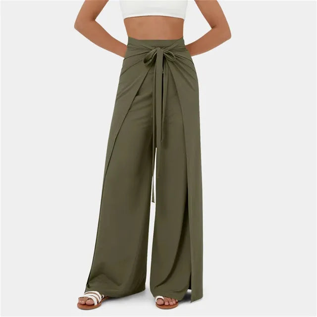 Kaitlyn - High-waist belt wide casual pants