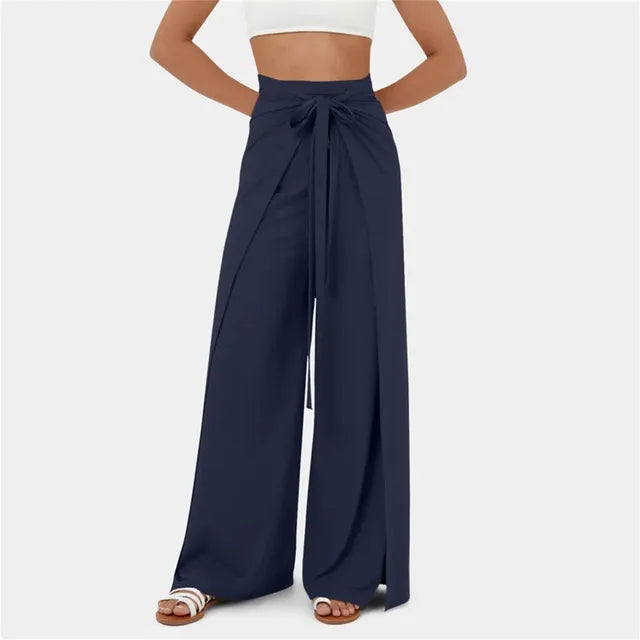 Kaitlyn - High-waist belt wide casual pants