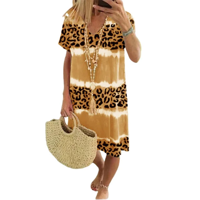 Women's Sexy Leopard Print Casual Midi Dress Cairns Closet