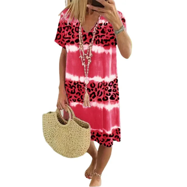 Women's Sexy Leopard Print Casual Midi Dress Cairns Closet