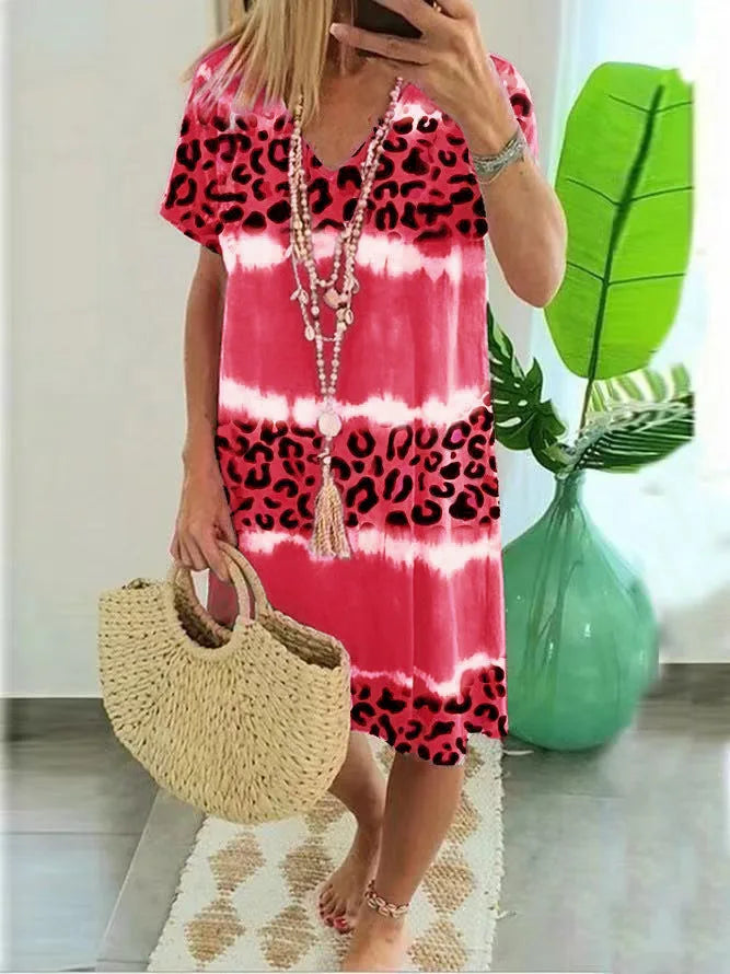 Women's Sexy Leopard Print Casual Midi Dress Cairns Closet